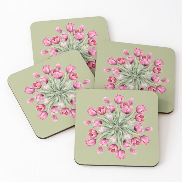 Item preview, Title: Sage Green Botanical Tulip Circular Floral Motif Pattern Artwork designed and sold by ​Jyoti Digital Artist.