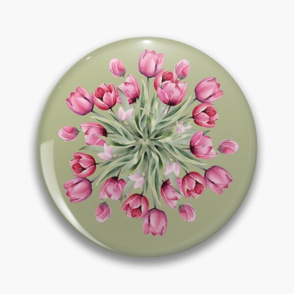 Item preview, Title: Sage Green Botanical Tulip Circular Floral Motif Pattern Artwork designed and sold by ​Jyoti Digital Artist.