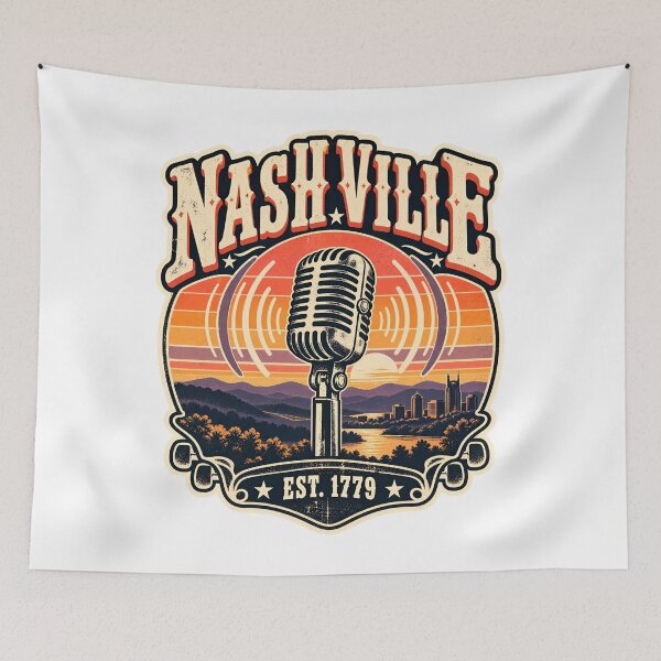 Item preview, Nashville Sunset Microphone and Radiating Soundwaves designed and sold by Fenay Designs.