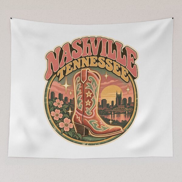Item preview, Nashville Neon Cowboy Boot at a Rosy Sunset designed and sold by Fenay Designs.