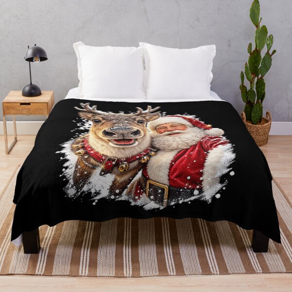 Item preview, Cheerful Santa Claus with a Happy Reindeer Christmas designed and sold by rafaeltto.