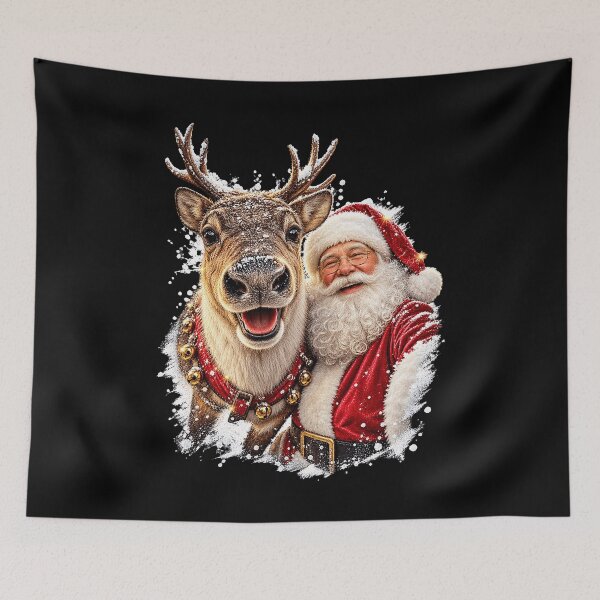 Item preview, Cheerful Santa Claus with a Happy Reindeer Christmas designed and sold by rafaeltto.