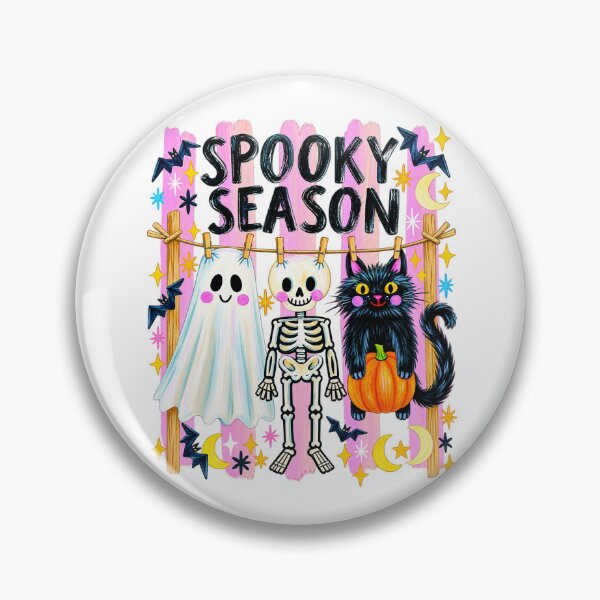 Item preview, Cute Spooky Season Ghost Skeleton Black Cat Halloween designed and sold by Suzu Comena.