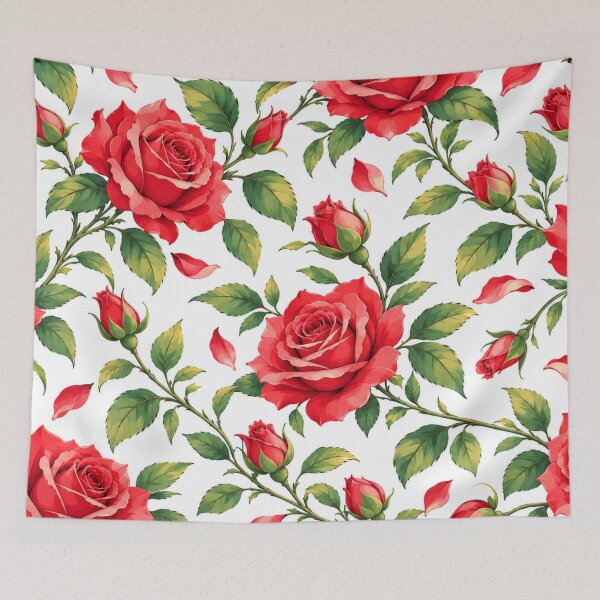Item preview, Colorful Red Rose Pattern with Natural Leaves and Buds. designed and sold by MissYouONLY.