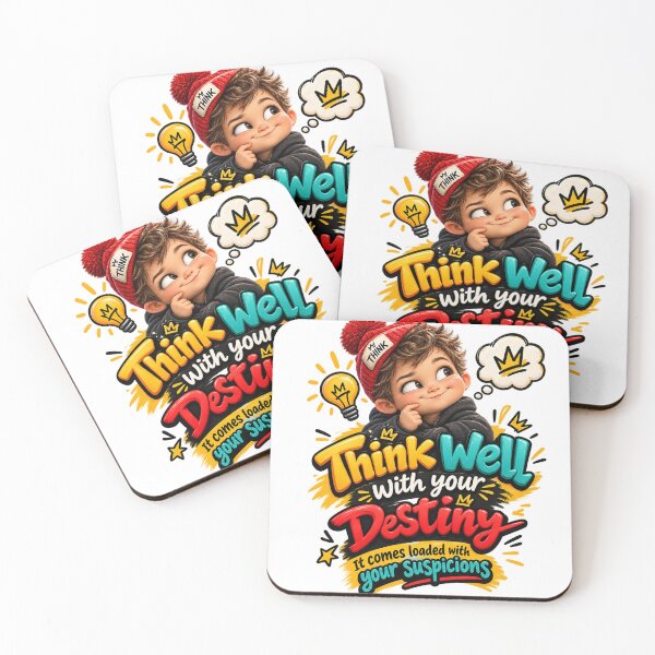 Item preview, Think Well With Your Destiny Cute Boy Thinking Red Beanie Motivational Colorful Typography designed and sold by HoMya.
