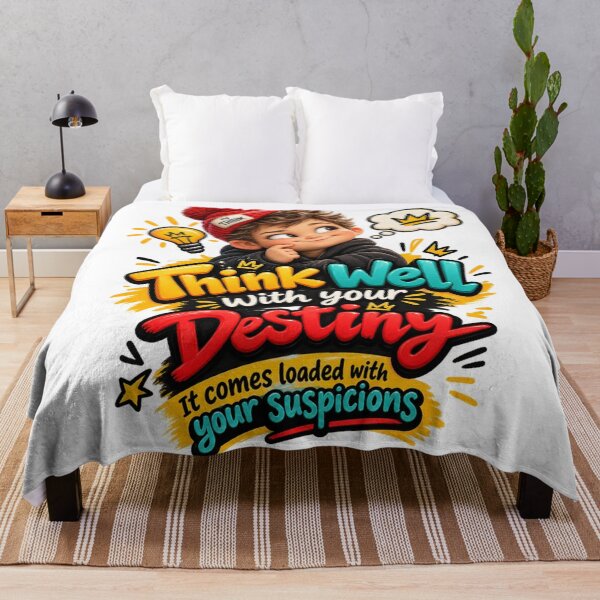 Item preview, Think Well With Your Destiny Cute Boy Thinking Red Beanie Motivational Colorful Typography designed and sold by HoMya.