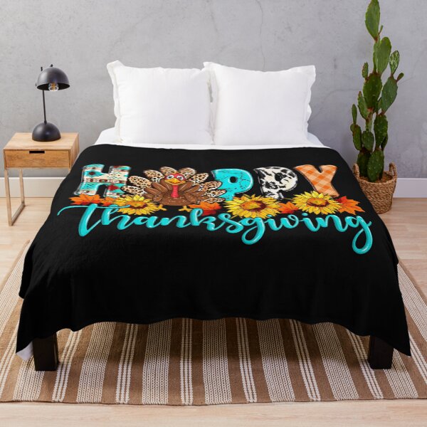 Item preview, Western Happy Thanksgiving Leopard Cow Print Turquoise designed and sold by Designart68.