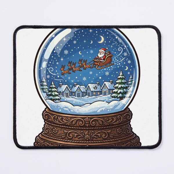 Item preview, The Magic Snow Globe – Ornate Carved Base Santa Sleigh Christmas Cartoon designed and sold by CozyCornerDesigns.