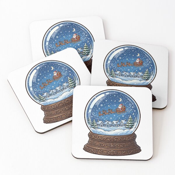 Item preview, The Magic Snow Globe – Ornate Carved Base Santa Sleigh Christmas Cartoon designed and sold by CozyCornerDesigns.