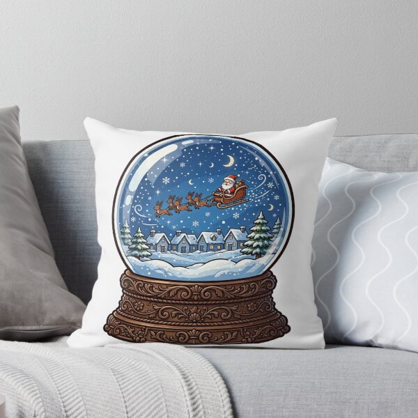 Item preview, The Magic Snow Globe – Ornate Carved Base Santa Sleigh Christmas Cartoon designed and sold by CozyCornerDesigns.