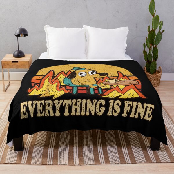 Item preview, Everything Is Fine Retro Sunset Dog In Fire Sarcastic Meme designed and sold by MOHAMED.