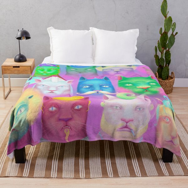 Item preview, Colorful Psychedelic Cat Group Portrait - Neon Colorful Felines designed and sold by Vizerskaya.