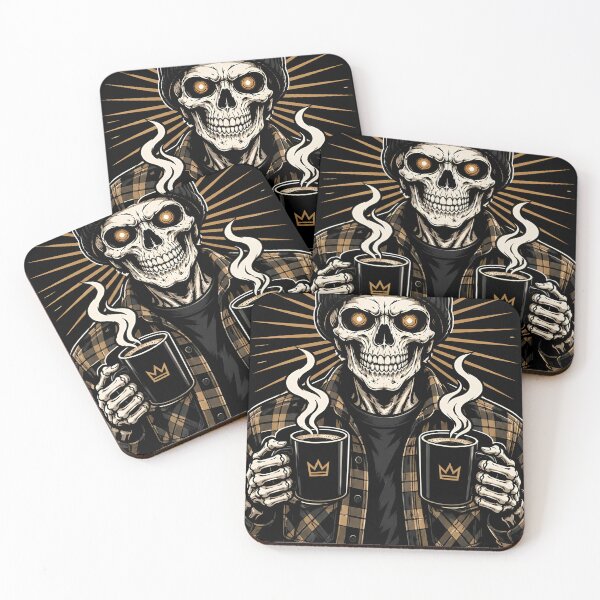 Item preview, The Caffeinated Skeleton Coffee Addict Tarot Card designed and sold by ValhallaHub.