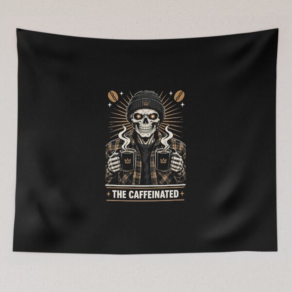 Item preview, The Caffeinated Skeleton Coffee Addict Tarot Card designed and sold by ValhallaHub.
