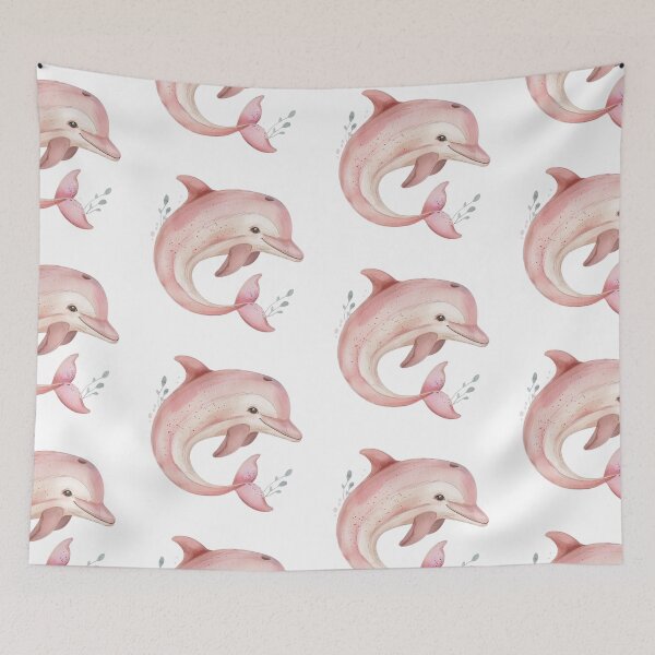 Item preview, Cute Pink Dolphin Watercolor Aesthetic designed and sold by LunaVales.