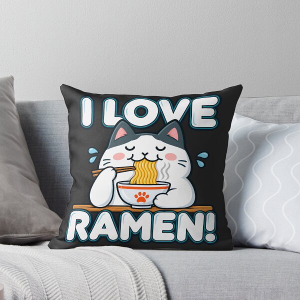 Item preview, I Love Ramen Cute Kawaii Cat Eating Japanese Noodles designed and sold by BUNNIES-EL.