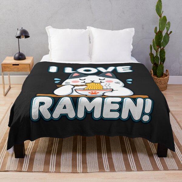 Item preview, I Love Ramen Cute Kawaii Cat Eating Japanese Noodles designed and sold by BUNNIES-EL.