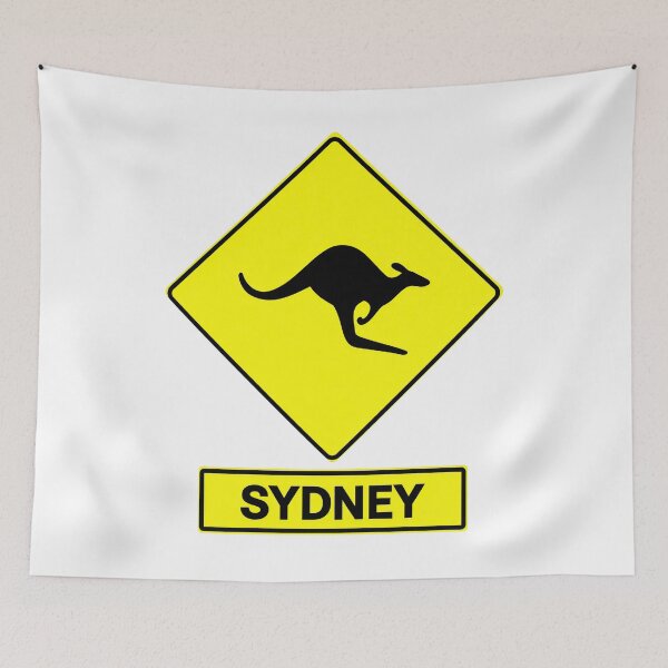 Item preview, Sydney Australia Kangaroo Crossing Road Sign – Australian Travel Souvenir designed and sold by NewNomads.