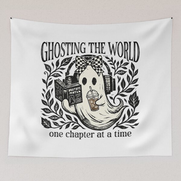 Item preview, Halloween Ghost Reading with Headphones and Drink designed and sold by Gargamal.
