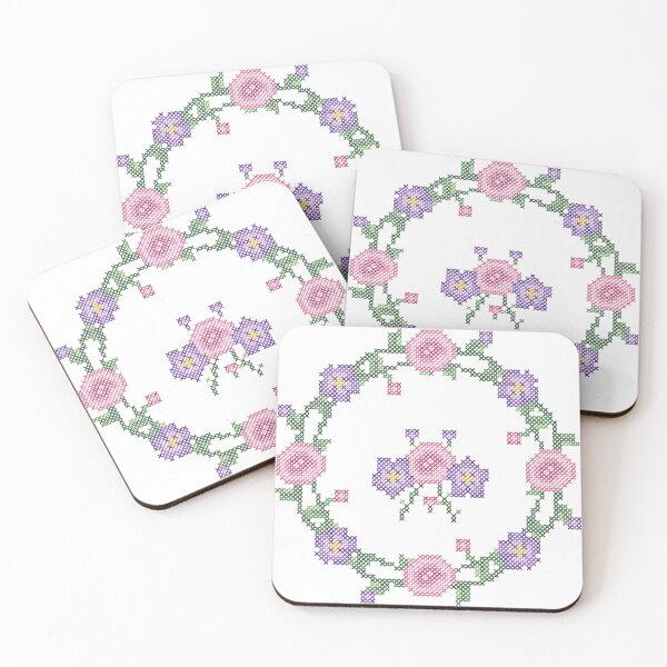Item preview, Cottagecore Cross Stitch Floral Wreath designed and sold by Officialgrannychic.