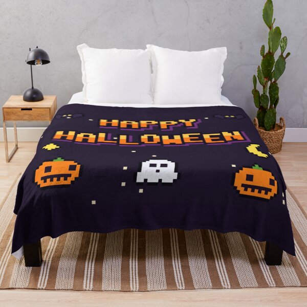 Item preview, Happy Halloween Pixel Art | Retro 8-Bit Pumpkins, Ghost and Bats designed and sold by suawu.