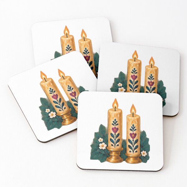 Item preview, Folk Painted Beeswax Taper Candles designed and sold by H. Doucette Studio.