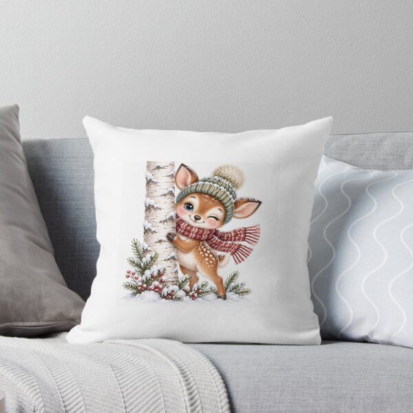 Item preview, Cute Winter Fawn Hugging Birch Tree designed and sold by OneCklick.
