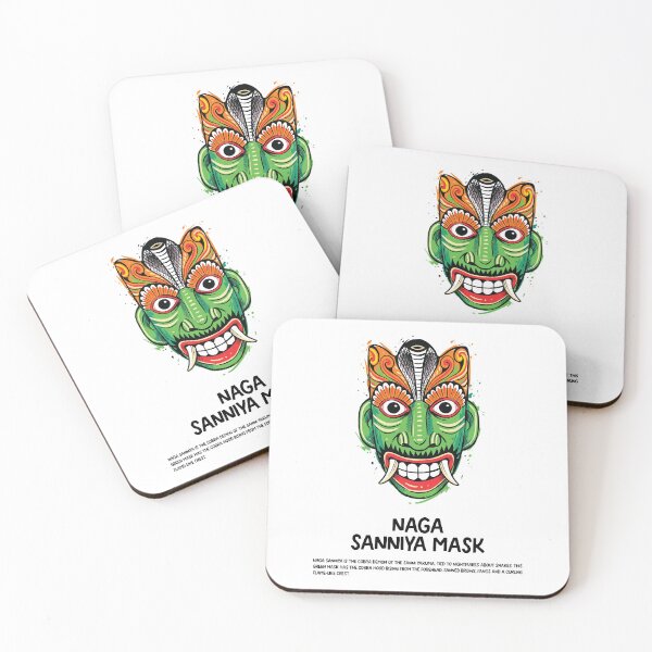 Item preview, Naga Sanniya Cobra Sanni Mask Green Sri Lanka Art designed and sold by Merch by Das Design Studio.