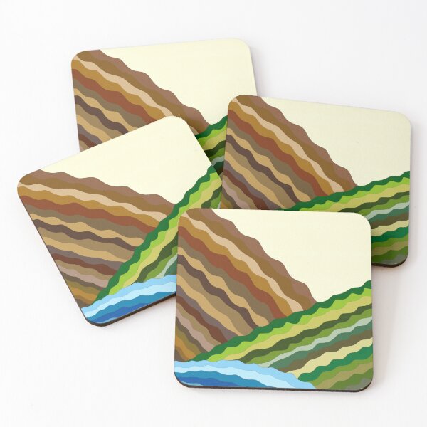 Item preview, Minimalist Wavy Mountain and Ocean Landscape Art designed and sold by Vivid Illusions.
