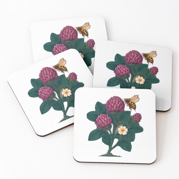 Item preview, Red Clover Plant with a Honeybee designed and sold by H. Doucette Studio.