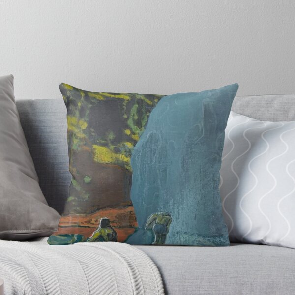 Item preview, Figures Beside a Dreamlike Blue Cascade designed and sold by nassim_artisty.