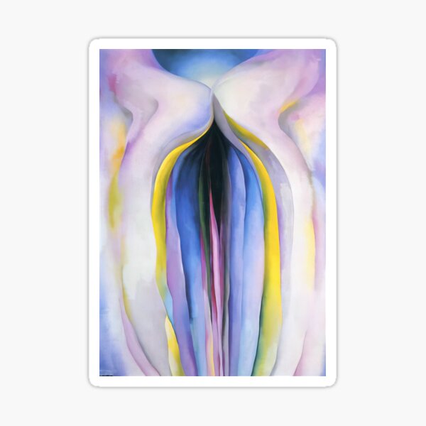 Item preview, Georgia O'keeffe Grey Line With Black, Blue And Orange Modern Art designed and sold by lanaverera.