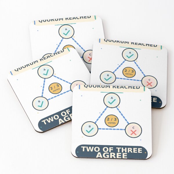 Item preview, Quorum Reached Two of Three Agree - Distributed Systems Humor designed and sold by Ink and Wink.