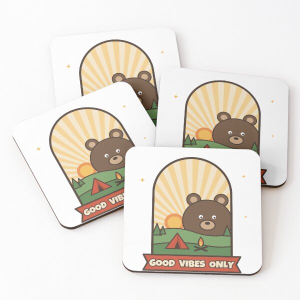Item preview, Good Vibes Only Retro Camping Bear Funny Outdoors designed and sold by Baptiste66.