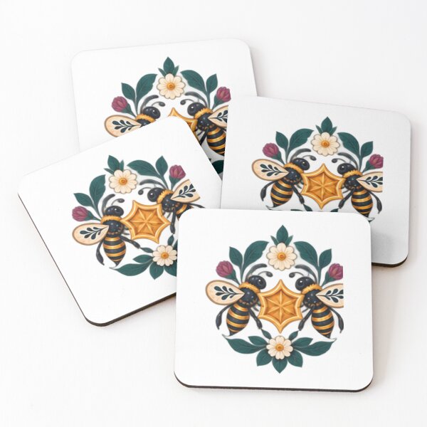 Item preview, Twin Honeybees around a Golden Honeycomb Star designed and sold by H. Doucette Studio.