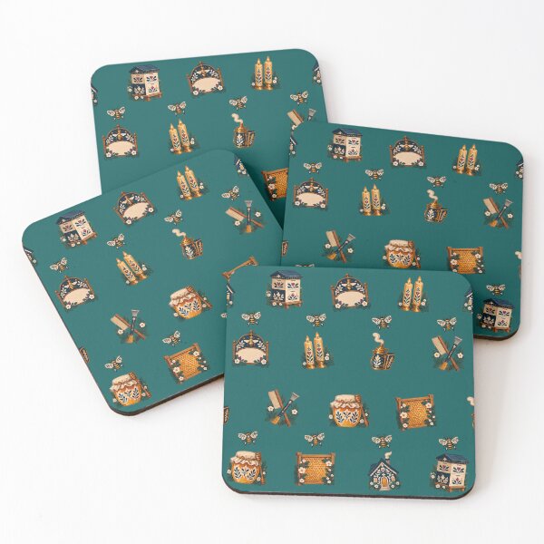 Item preview, Teal Honey House Pattern, Hives, Candles and Tools designed and sold by H. Doucette Studio.