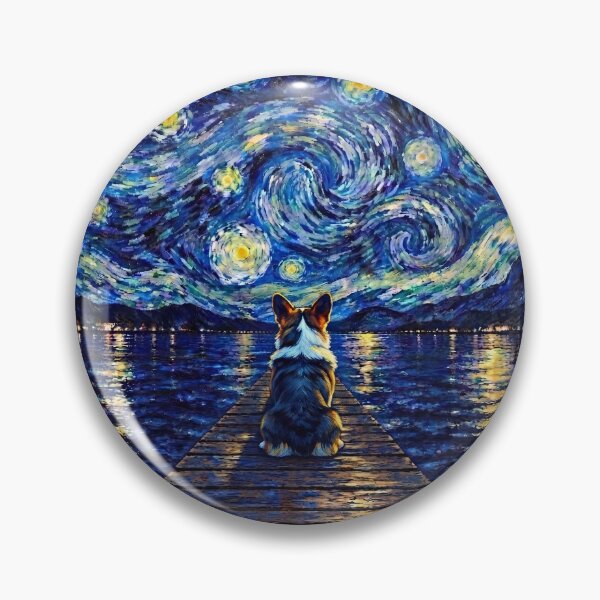 Item preview, Funny Tri Color Corgi Starry Night Painting Bridge Star Mom Dad Kids designed and sold by FurryHavenPH.