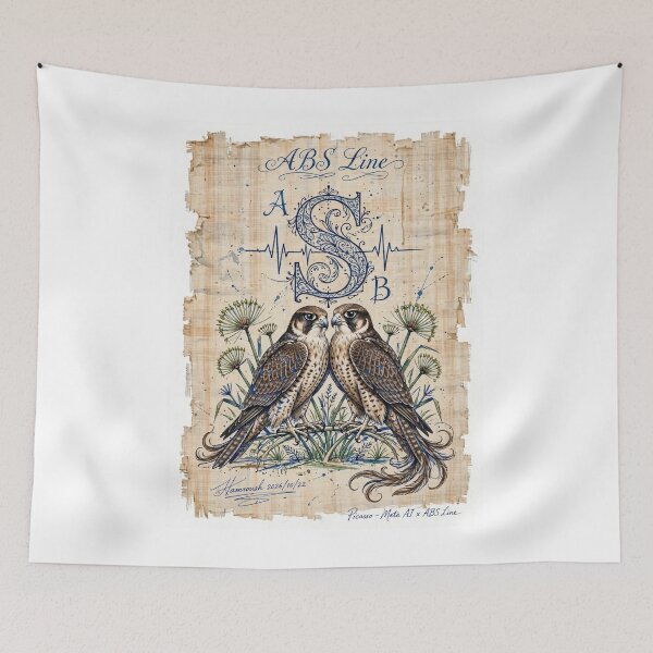 Item preview, ABS Line Twin Falcons Love Papyrus Art designed and sold by Ahmadhamroush.