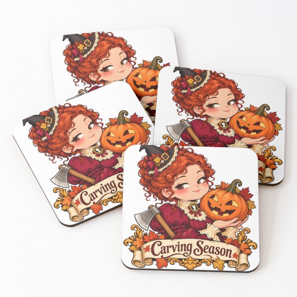 Item preview, Carving Season - Chibi Lizzie Borden with Pumpkin and Axe designed and sold by naatala.