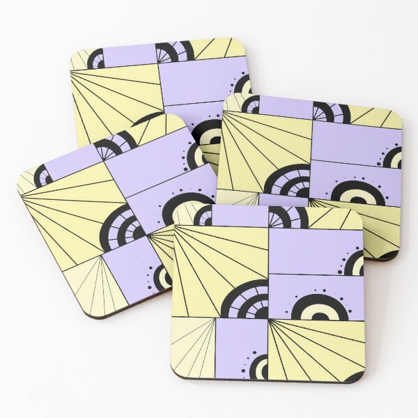 Item preview, Art Deco Geometric Ray Pattern in Pastel Lavender and Yellow designed and sold by Vivid Illusions.