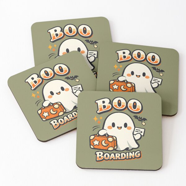 Item preview, Boo Boarding Kawaii Ghost Halloween Travel designed and sold by  MAD's Recreation Studio.