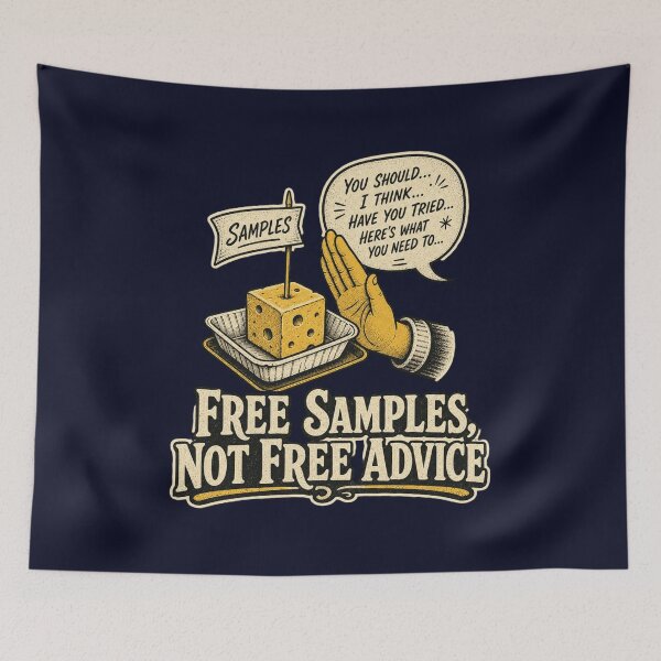 Item preview, Free Samples Not Free Advice Shirt, Funny Farmers Market T-Shirt, Food Vendor Humor Tee, Market Vendor Gift Shirt, Vintage Sample Tray Graphic designed and sold by TshirtsLabs.