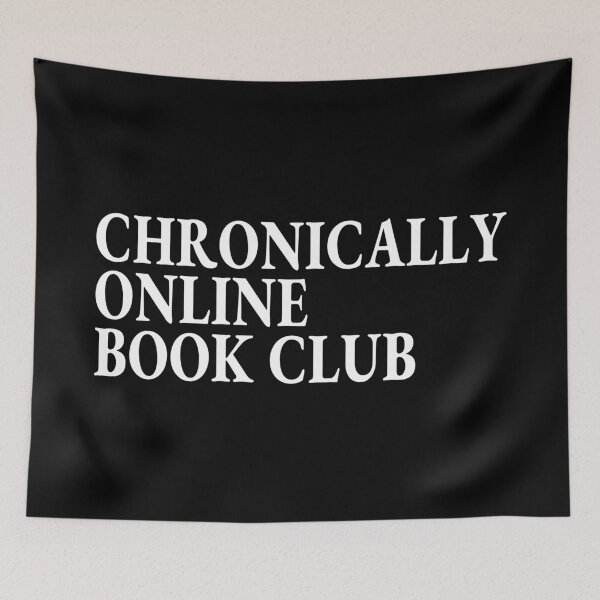 Item preview, Chronically Online Book Club - Doomscrolling Reader Meme Text in White Serif designed and sold by ModdiesColors.