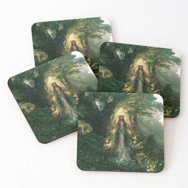 Item preview, A beautiful Dryad emerging gracefully from the trunk of an ancient oak tree within an enchanted forest bursting with life, Fantasy & Mythological Creatures designed and sold by CDC40.