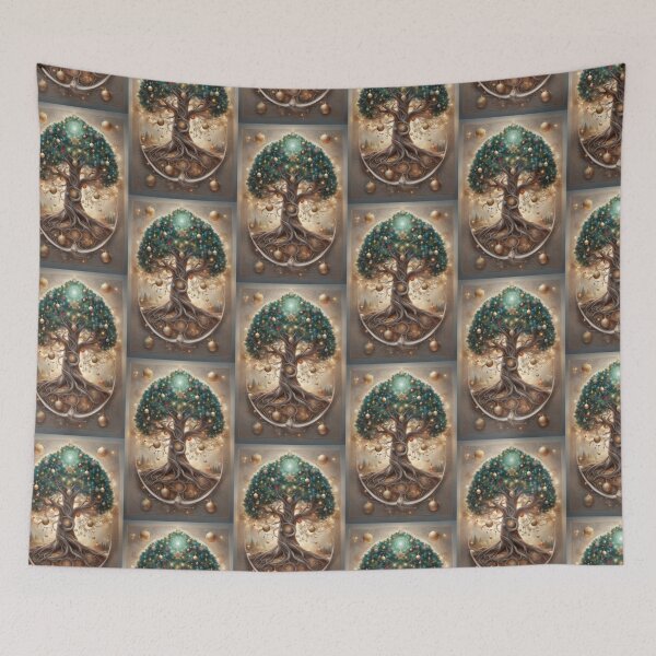 Item preview, Vintage Celestial Christmas Tree of Life Art designed and sold by pinkal.