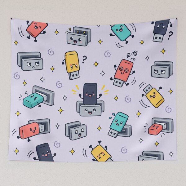 Item preview, USB Port Funny Pattern | Cute USB Sticks Flipping Three Times Before They Finally Fit designed and sold by DebugLab.
