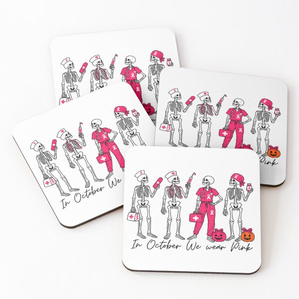 Item preview, Halloween Nurse Skeletons with Pink Awareness Ribbons designed and sold by HenikaPonko.