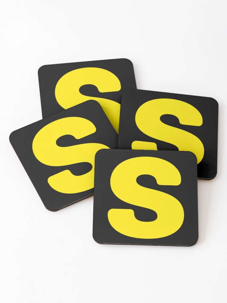 Thumbnail 1 of 5, Coasters (Set of 4), Bold Yellow S Symbol designed and sold by ROUX-ART.