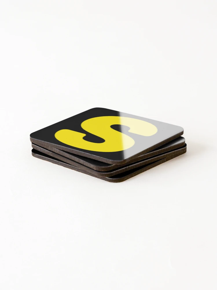 Thumbnail 4 of 5, Coasters (Set of 4), Bold Yellow S Symbol designed and sold by ROUX-ART.
