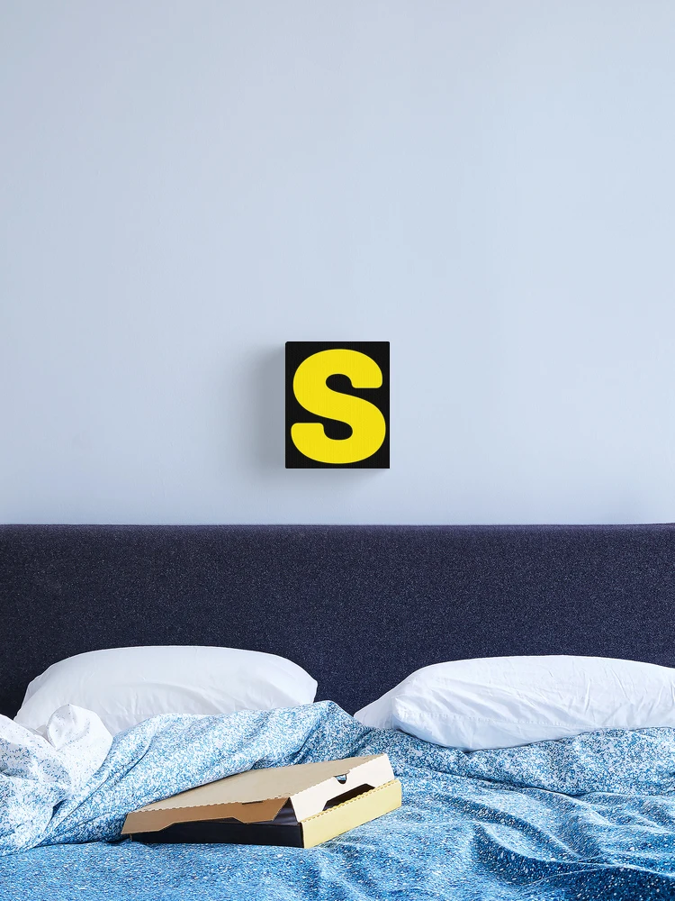 Thumbnail 2 of 3, Canvas Print, Bold Yellow S Symbol designed and sold by ROUX-ART.
